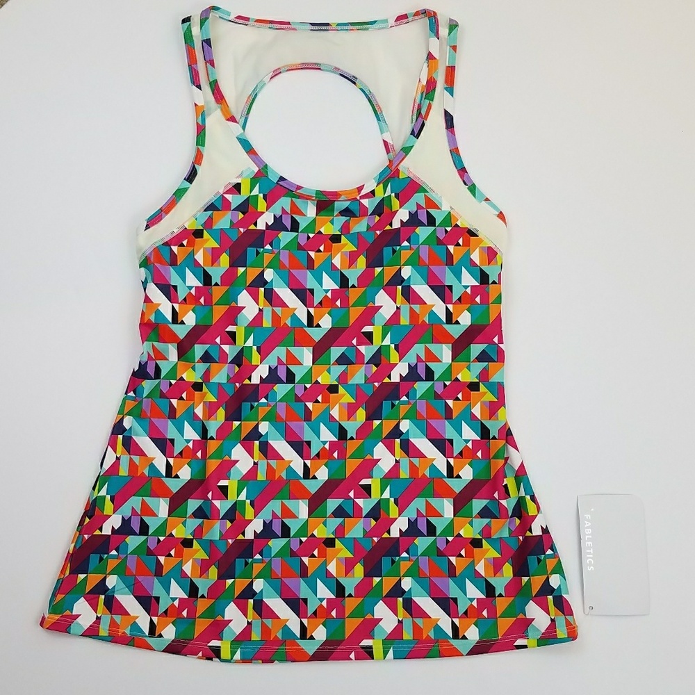Fabletics Colorful Geometric Open Back Tank NWT - Picture 3 of 5